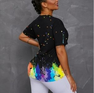 So Blessed ink splash silky T-shirt